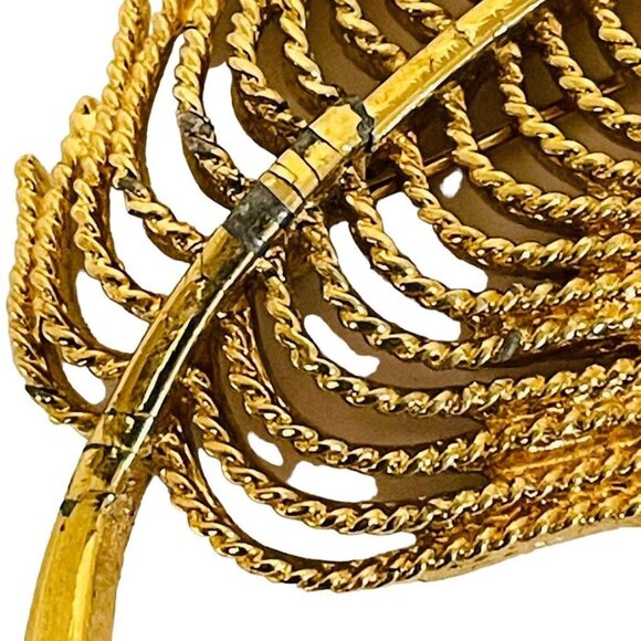 Vintage Signed Monet Feather Brooch Gold Tone Quill Metal 3 3/4" Long - Picture 2 of 10